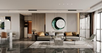 现代客厅3D模型下载